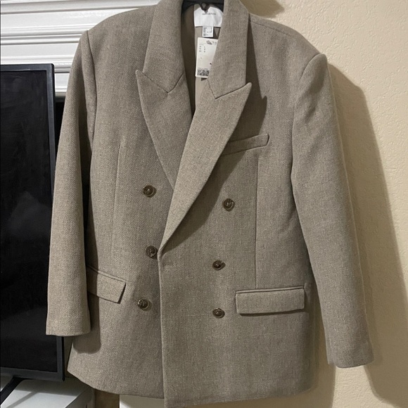 H&M Edition Beige Double-Breasted oversized Blazer - Picture 3 of 3